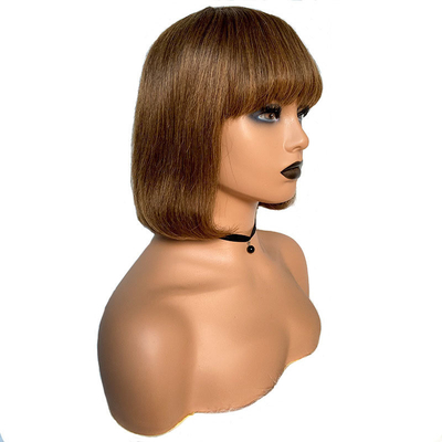 Korte maagdelijke Braziliaanse menselijk haar Bob pruiken met knoppen Remy haar Grade Gemiddelde grootte cap