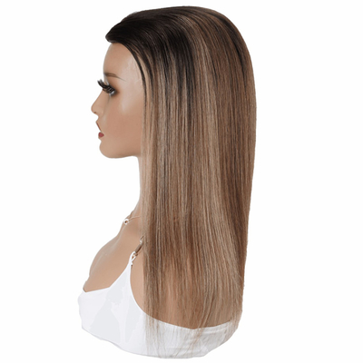 8-22 inch lengte handgebonden kant voor en weefsel holle net bruin balayage menselijk haar