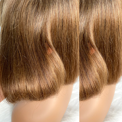 Korte maagdelijke Braziliaanse menselijk haar Bob pruiken met knoppen Remy haar Grade Gemiddelde grootte cap