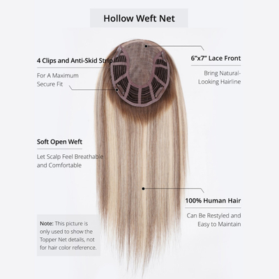 8-22 inch lengte handgebonden kant voor en weefsel holle net bruin balayage menselijk haar