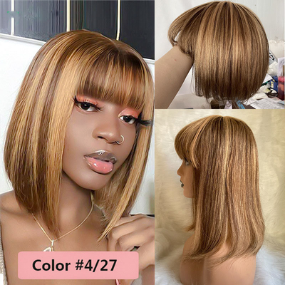 Kleefloze bob pruiken 100% remy menselijk haar geen kant voorkant P4/27 Braziliaanse rechte