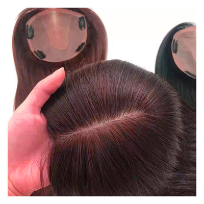 Zilkbasis Mensenhaar Toppers kant Toupee voor Vrouwen Maagd Haar Straight Toppers