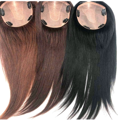 Zilkbasis Mensenhaar Toppers kant Toupee voor Vrouwen Maagd Haar Straight Toppers
