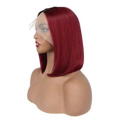 100% menselijk haar Korte krullen Bob Rechte Pixie kant Voorste pruik T-deel Braziliaanse weefsels