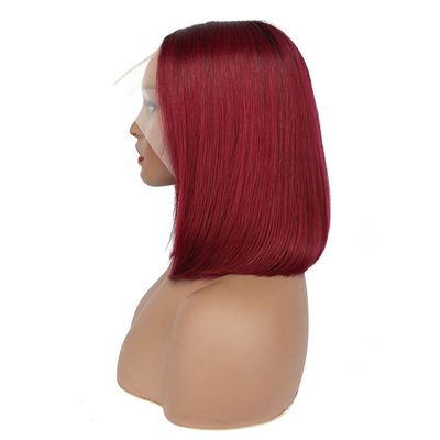 100% menselijk haar Korte krullen Bob Rechte Pixie kant Voorste pruik T-deel Braziliaanse weefsels