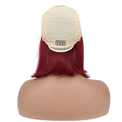 100% menselijk haar Korte krullen Bob Rechte Pixie kant Voorste pruik T-deel Braziliaanse weefsels