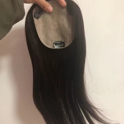 100% menselijk haar topper voor vrouwen natuurlijke zijde basis Toupee in rechte stijl