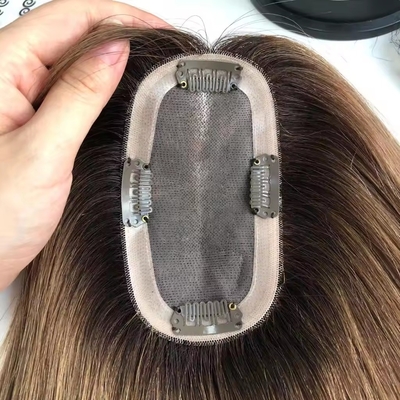Europese haarstyling 14 inch Outlet Mono Topper voor vrouwen Mensenhaar