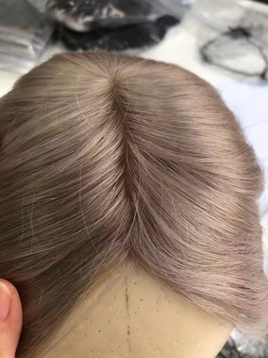 Europese haarstyling 14 inch Outlet Mono Topper voor vrouwen Mensenhaar