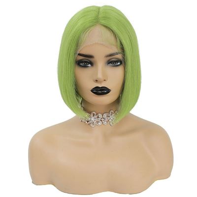 Groene kleur Braziliaans menselijk haar Korte Bob pruiken 10 inch met babyhaar en HD kant Frontaal