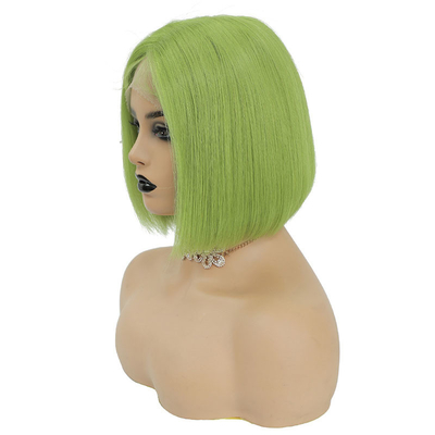 Groene kleur Braziliaans menselijk haar Korte Bob pruiken 10 inch met babyhaar en HD kant Frontaal
