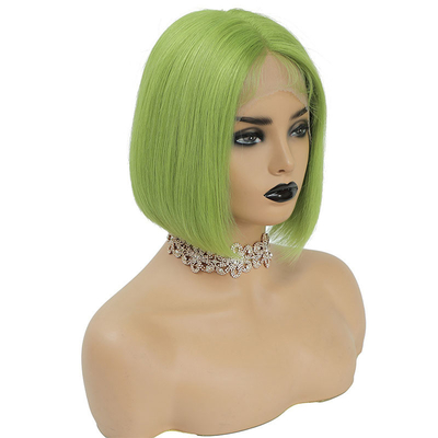 Groene kleur Braziliaans menselijk haar Korte Bob pruiken 10 inch met babyhaar en HD kant Frontaal