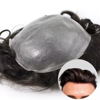 Tinnige huid Toupee Voor mannen Europees haar met volledig gekleurde huid