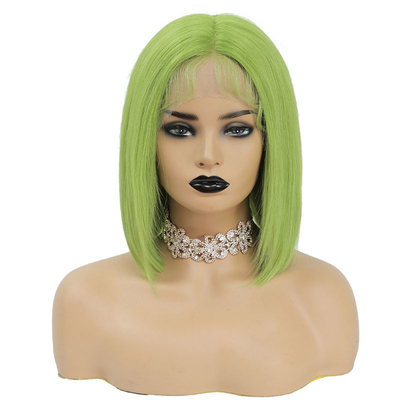 100% menselijk haar Braziliaans HD kant Frontal 8A 10A 12A Korte Groene Bob pruik met Zwitserse kant