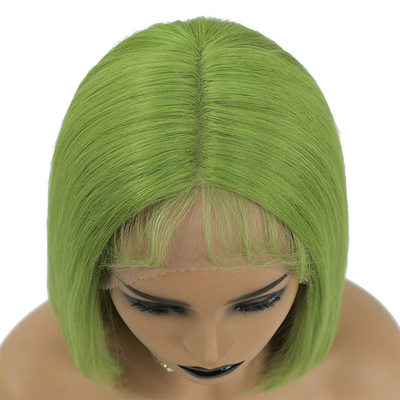 100% menselijk haar Braziliaans HD kant Frontal 8A 10A 12A Korte Groene Bob pruik met Zwitserse kant