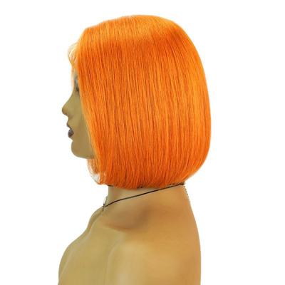 Transparante kant 150% Dichtheid Remy Hair Highlight Orange Straight Bob Wigs met babyhaar