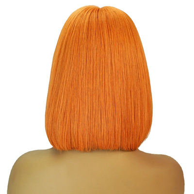 Transparante kant 150% Dichtheid Remy Hair Highlight Orange Straight Bob Wigs met babyhaar