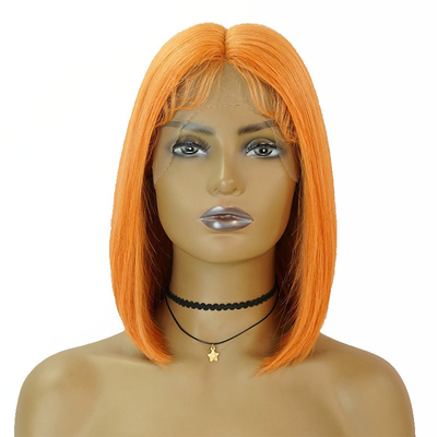 14 inch HD kant voor Bob pruiken met natuurlijk oranje zijdeachtig recht Peruaans menselijk haar