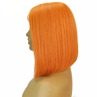 14 inch HD kant voor Bob pruiken met natuurlijk oranje zijdeachtig recht Peruaans menselijk haar