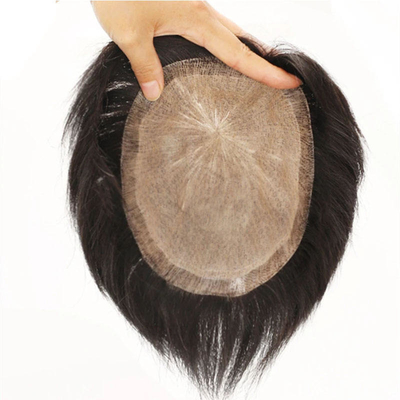 100% menselijk haar Volledige nagelhuid Ja.100% maagdelijke nagelhuid Gelijnd haar Natuurlijke Toupee voor mannen