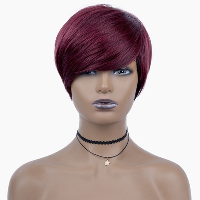 6 inch zomer HD Zwitserse kant Raw maagdelijk menselijk haar Zilkige rechte korte pruik Pixie cut pruiken voor zwarte vrouwen