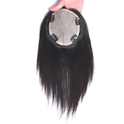 18 inch Europese natuurlijke echte gratis deel zijde basis menselijk haar clip in topper voor vrouwen