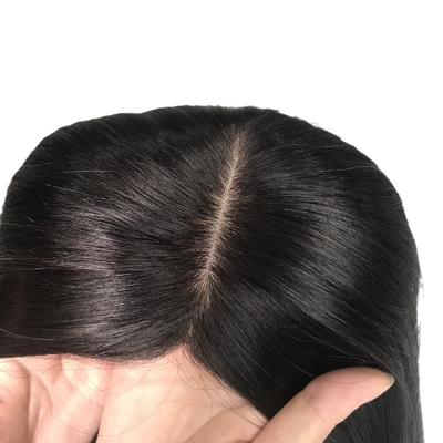 18 inch Europese natuurlijke echte gratis deel zijde basis menselijk haar clip in topper voor vrouwen