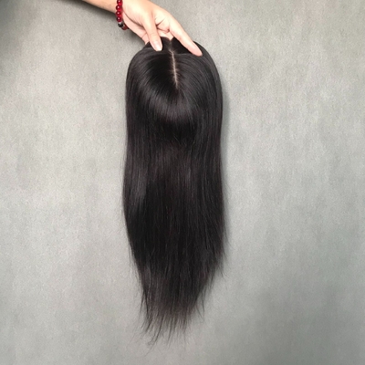 18 inch Europese natuurlijke echte gratis deel zijde basis menselijk haar clip in topper voor vrouwen