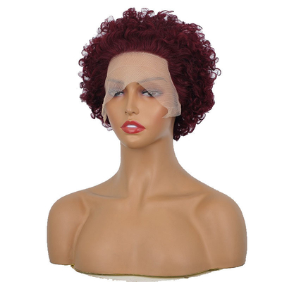 99J Bourgogne Bruine Indiase maagdelijke huidhuid Aligned Human Hair Lace Front Wigs for Small Size