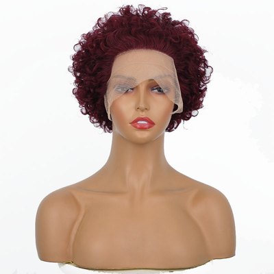 99J Bourgogne Bruine Indiase maagdelijke huidhuid Aligned Human Hair Lace Front Wigs for Small Size