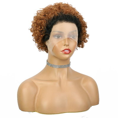 Kort haar krullend golvende pruik voor zwarte dames Machine Made Remy Hair Pixie pruik