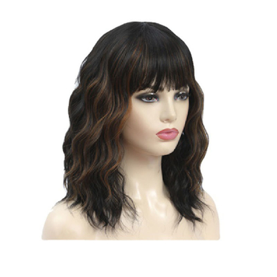 Lichte bruine bouncy krullend menselijk haar pruiken met bangs Peruaanse Remy Afro Kinky krullen