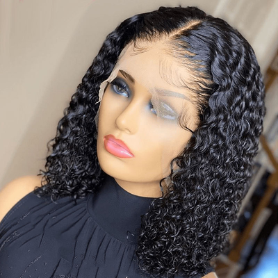Remy Hair 180% Dichtheid Afro Kinky Curly 4*4/13*4/13*6 kant Frontale BOB pruiken voor zwarte vrouwen 250g-450g