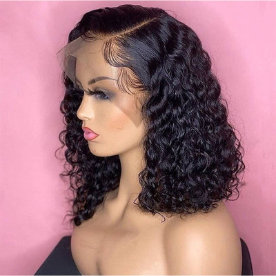 Remy Hair 180% Dichtheid Afro Kinky Curly 4*4/13*4/13*6 kant Frontale BOB pruiken voor zwarte vrouwen 250g-450g