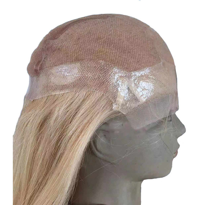 16-24 inch 613 blonde met de hand gebonden PU silicium medische pruiken voor blanke vrouwen 100% menselijk haar
