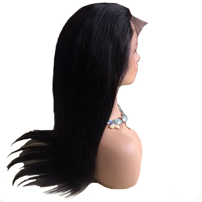 10-24 inch Full Cuticle Natural Black Straight Full Lace Handmade Human Remy Hair Wigs