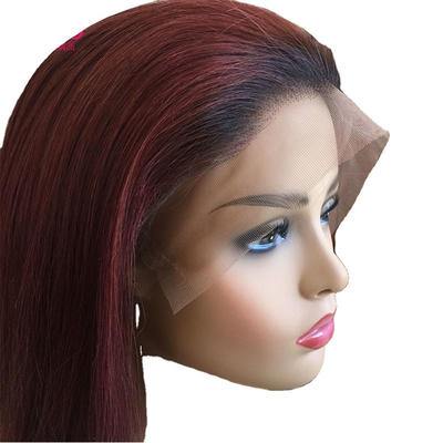 100% menselijk haar Braziliaans 99J Ombre Full Lace Wig Zwitsers 360 Lace Front 10-24 Inch Transparent HD