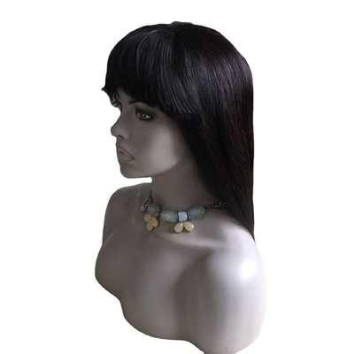 Natural Black Raw Virgin Remy Full Lace Hand gebonden pruiken met haar bangs Peruk verkopers