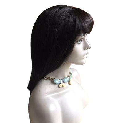 Natural Black Raw Virgin Remy Full Lace Hand gebonden pruiken met haar bangs Peruk verkopers