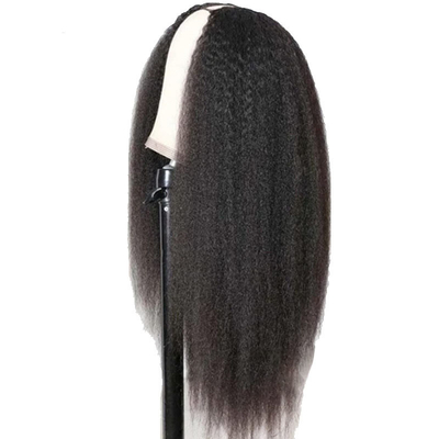 Peruk Lengte Lange V-deel Kleefloos Afro Kinky Recht menselijk haar Peruk 250% Dichtheid