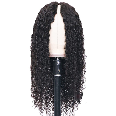 Korte 2022 Fashion Design Water Wave Cuticle Aligned V-part Non Lace Human Hair Wig