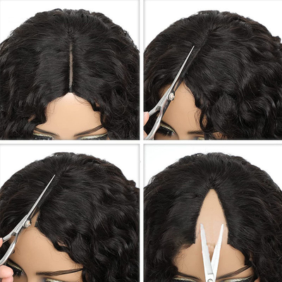 Korte 2022 Fashion Design Water Wave Cuticle Aligned V-part Non Lace Human Hair Wig