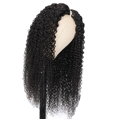 8-32 inch V deel pruik menselijk haar ruw Birmaans haar voor natuurlijke haarlijn en kinky krullende look