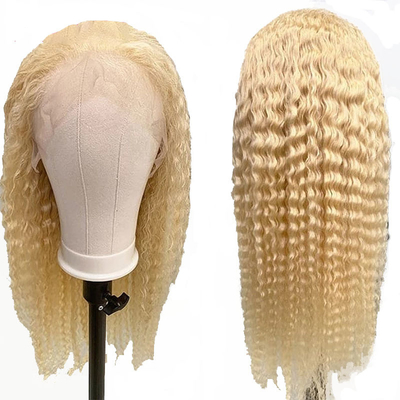Haarkwaliteit Remy haar Italiaans lang krullend doorzichtig kantje voorkant 613 Blond menselijk haar pruiken
