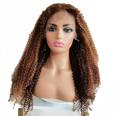 Remy Hair Braziliaans maagdelijk menselijk haar Kinky Curly Lace Voorhoede pruiken P4/27 voor zwarte vrouwen