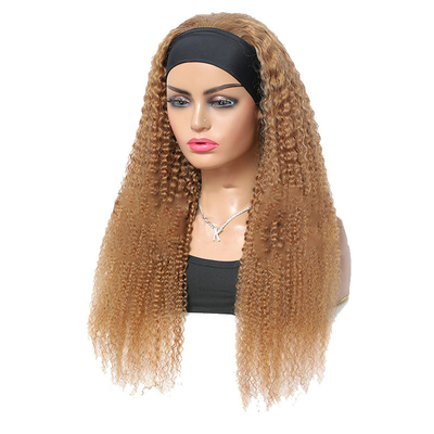 Echt menselijk haar Jerry Curly Halve pruik met hoofdband voor Afro meisjes kapsel 10-30 inch