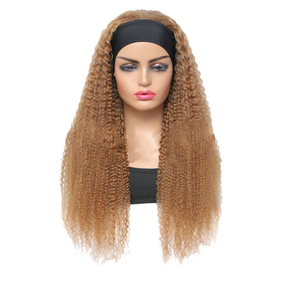 Echt menselijk haar Jerry Curly Halve pruik met hoofdband voor Afro meisjes kapsel 10-30 inch