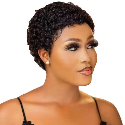 Afro Kinky krullend kort menselijk haar Machine gemaakt pruiken voor mannen Braziliaans haar
