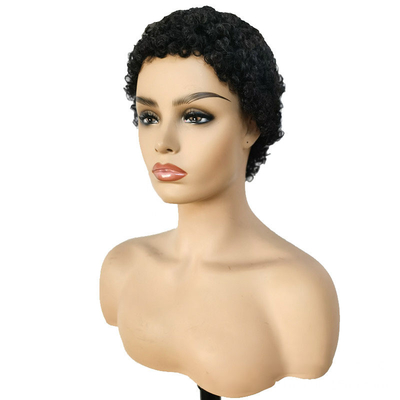 Machine gemaakt kort krullend menselijk haar pruik Afro krullend zonder kant sluiting Virgin Braziliaanse