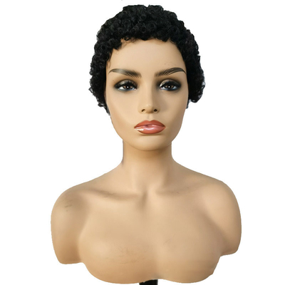 Machine gemaakt kort krullend menselijk haar pruik Afro krullend zonder kant sluiting Virgin Braziliaanse